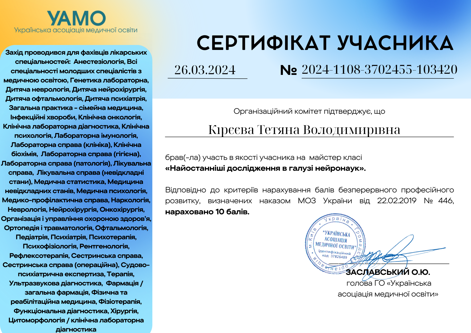 certificate