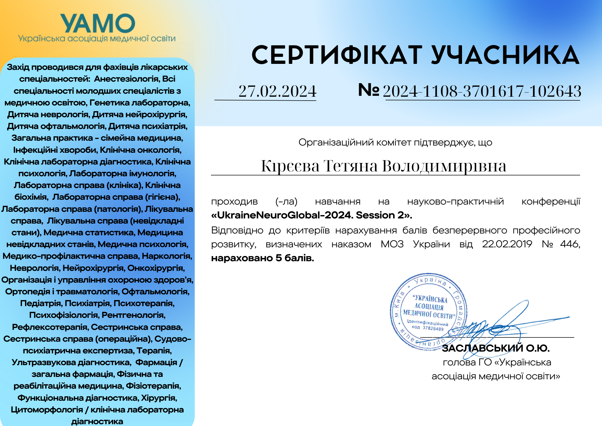 certificate